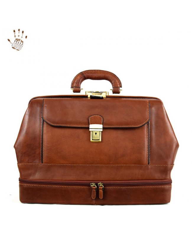 Leather Doctor Bag, Bottom Compartment and Front Pocket - House