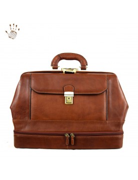 Leather Doctor Bag, Bottom Compartment and Front Pocket - House