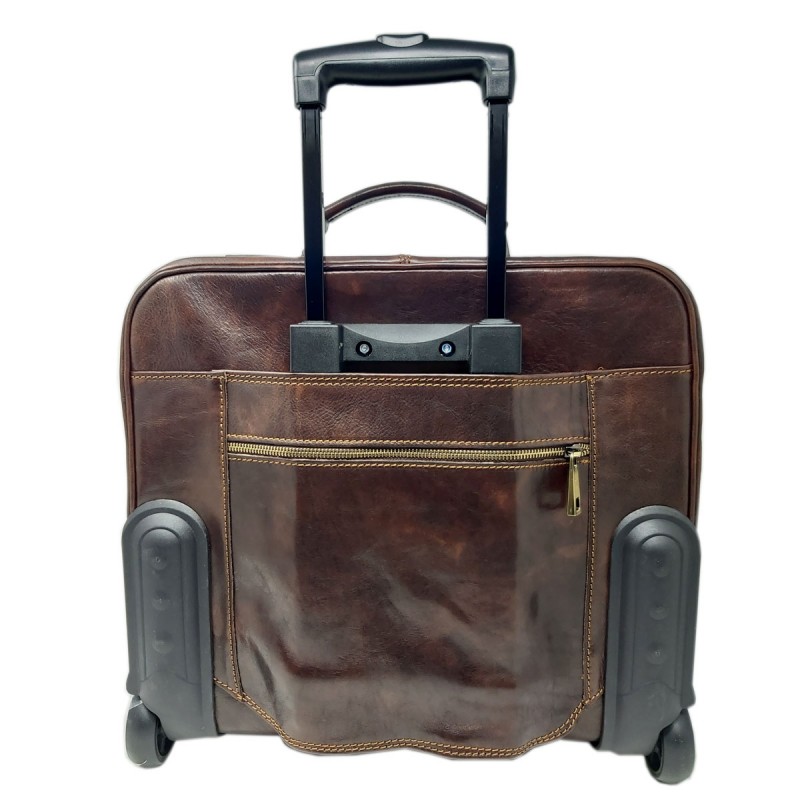 Quality Coffee Leather Trolley Luggage Case Designer Business Suitcase –  Travell Well