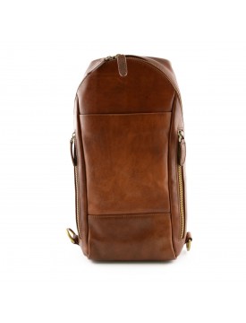 Man Backpack in Genuine Leather with 2 Side Pockets - Sebas