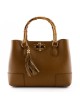 Borsa per Donna a Mano con manici in legno lucidato e nappa in pelle - Tassey