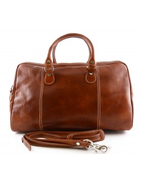 Genuine Leather Travel Bag with 2 compartments and strap - Ferdj