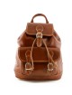 Genuine Leather Backpack, front pocket with buckles - Ivanko