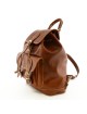 Genuine Leather Backpack, front pocket with buckles - Ivanko