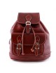 Genuine Leather Backpack, front pocket with buckles - Ivanko