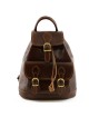 Genuine Leather Backpack, front pocket with buckles - Ivanko