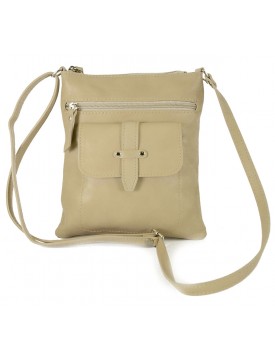 Genuine Leather Crossbody Bag with 2 Front Pockets - Flavius