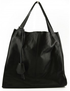 Genuine Leather Shopper Bag with Leather Pendant - Lilli