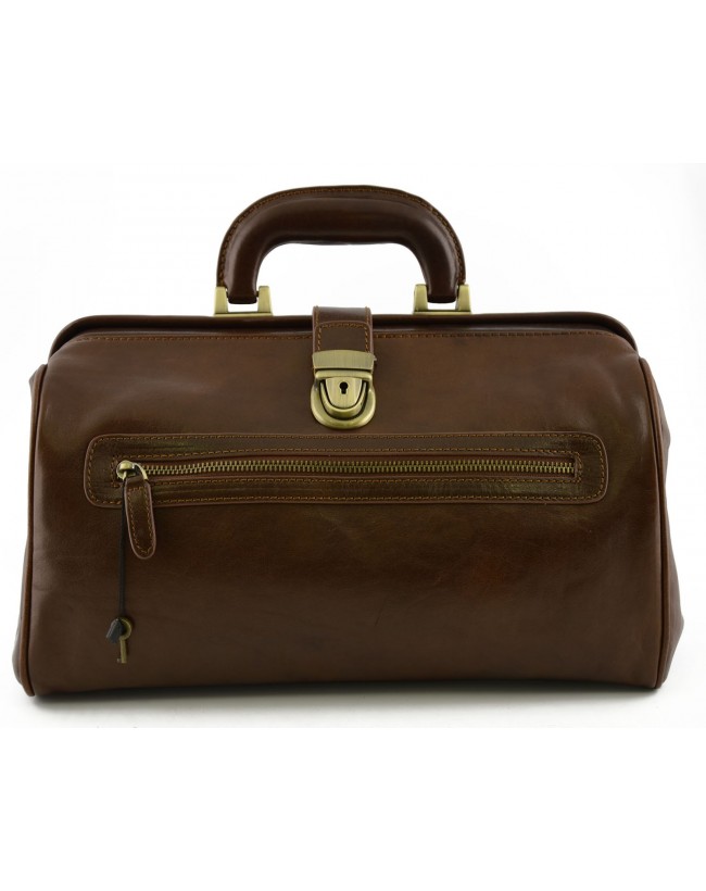 Genuine Leather Medical Bag with Front Pocket - Maca