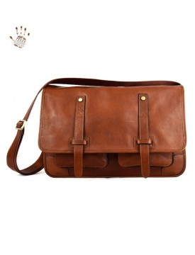 Bolso Messenger de Curtido Vegetal con Bolsillos Delanteros - Harrison