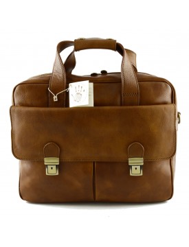 Vegetable Tanned Leather Laptop Business Bag - Tilletve