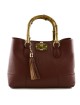 Borsa per Donna a Mano con manici in legno lucidato e nappa in pelle - Tassey