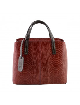 Genuine Leather Python Printed Handbag - Logan